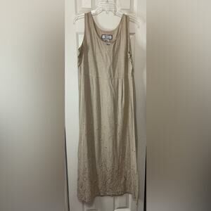 Sag Harbor Bice Linen Blend Lightweight quiet luxury Embroidered Maxi Dress M
